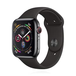 Apple Watch (Series 4) September 2018 44 - Rostfritt stål Grå utrymme - Sport-loop Svart