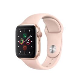 Apple Watch (Series 5) GPS + Mobilnät 44 - Rostfritt stål Guld - Sportband Rosa sand