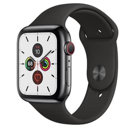 Apple Watch (Series 5) GPS + Mobilnät 40 - Rostfritt stål Space black - Sportband Svart
