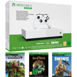 Xbox One S 1000GB - Vit - Begränsad upplaga All Digital + Sea of Thieves + Fortnite + Minecraft