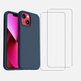 Skal iPhone 13 mini och 2 st skärmskydd - Silikon - Marinblå