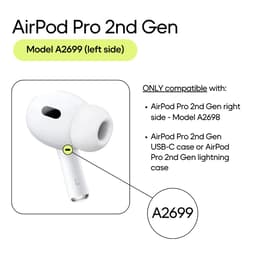 Apple Vänster öronpropp (Lightning MagSafe) - AirPods Pro 2:a generationen (2022) - Vit (A2699)