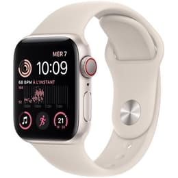 Apple Watch (Series SE) 2022 GPS + Mobilnät 44 - Aluminium Stjärnglans - Sportband Vit