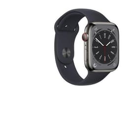 Apple Watch Series 8 (2022) GPS + Mobilnät 45 mm - Rostfritt stål Grafit - Sportband Svart
