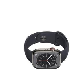Apple Watch Series 8 (2022) GPS + Mobilnät 45 mm - Rostfritt stål Grafit - Sportband Svart