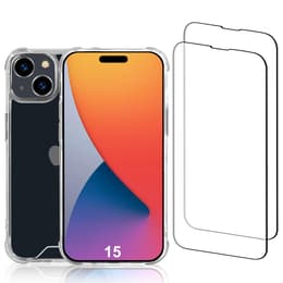 Skal iPhone 15 och 2 st skärmskydd - Återvunnen plast - Genomskinlig