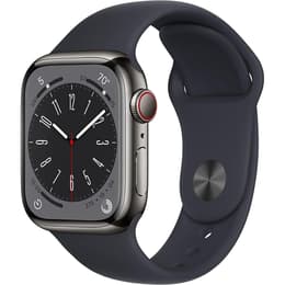Apple Watch (Series 8) 2022 GPS + Mobilnät 41 - Rostfritt stål Grå - Sportband