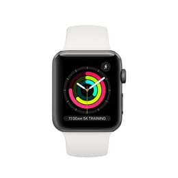Apple Watch (Series 3) 2017 GPS 38 - Aluminium Grå - Sportband Vit