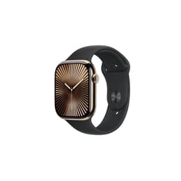 Apple Watch Series 10 (2024) GPS + Mobilnät 46 mm - Titan Guld - Sportband Svart