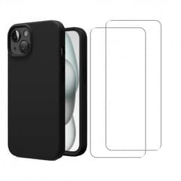 Skal iPhone 15 och 2 st skärmskydd - Silikon - Svart