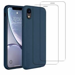 Skal iPhone XR och 2 st skärmskydd - Silikon - Blå