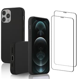 Skal iPhone 12/iPhone 12 Pro och 2 st skärmskydd - Silikon - Svart