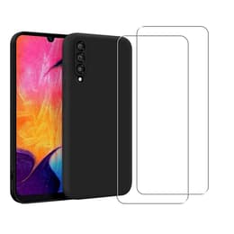 Skal Galaxy A50 och 2 st skärmskydd - Silikon - Svart