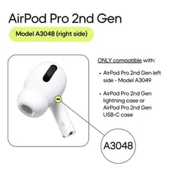 Apple Höger öronprop (USB-C MagSafe) - AirPods Pro 2:a generationen (2022) - Vit (A3047)
