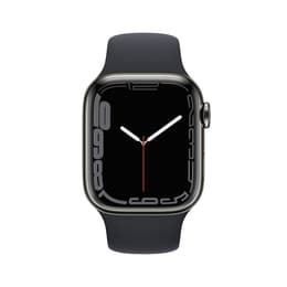 Apple Watch (Series 7) 2021 GPS + Mobilnät 41 - Rostfritt stål Svart - Sportband Svart