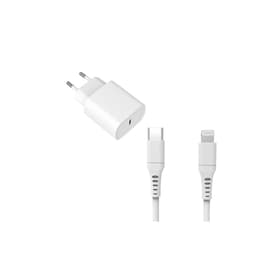 Kabel och vägg (USB-C + Lightning) 20W - WTK