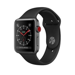 Apple Watch (Series 3) 2017 GPS + Mobilnät 42 - Aluminium Grå utrymme - Sportband Svart