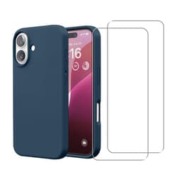 Skal iPhone 16 och 2 st skärmskydd - Silikon - Blå