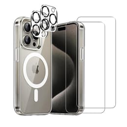 Skal iPhone 15 Pro och 2 st skärmskydd - TPU - Genomskinlig