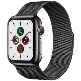 Apple Watch (Series 5) 2019 GPS + Mobilnät 44 - Rostfritt stål Grå utrymme - Milanese loop Svart