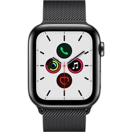 Apple Watch (Series 5) 2019 GPS + Mobilnät 44 - Rostfritt stål Grå utrymme - Milanese loop Svart