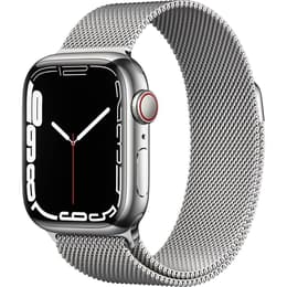 Apple Watch (Series 7) 2021 GPS + Mobilnät 45 - Rostfritt stål Silver - Milanese loop Silver