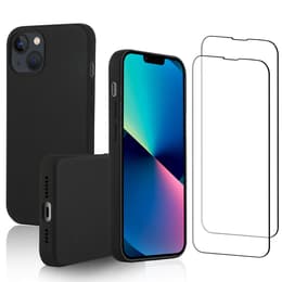 Skal iPhone 14 Plus och 2 st skärmskydd - Silikon - Svart
