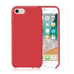 Skal iPhone SE (2022/2020)/8/7/6/6S och 2 st skärmskydd - Silikon - Röd