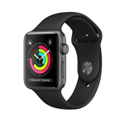 Apple Watch (Series 3) 2017 GPS 42 - Aluminium Grå utrymme - Sport-loop Svart