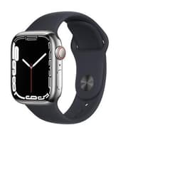 Apple Watch (Series 6) 2020 GPS + Mobilnät 44 - Rostfritt stål Silver - Sportband Svart