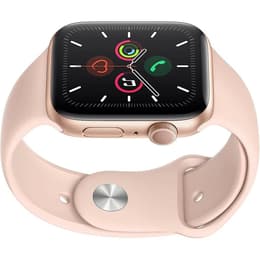 Apple Watch (Series 5) 2019 GPS + Mobilnät 44 - Rostfritt stål Guld - Sportband Rosa sand