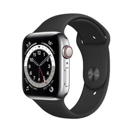 Apple Watch (Series 6) 2020 GPS + Mobilnät 44 - Titan Silver - Sportband Svart
