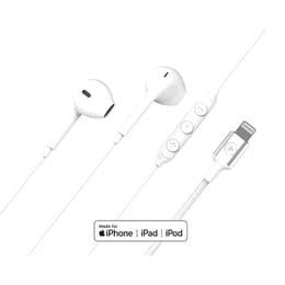 Ecouteurs Renforcés Lightning Télécommande/Micro Bouton Blanc + Garantie à vie Force Play Noise Cancelling Bluetooth Hörlurar - Vit