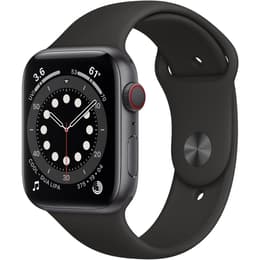 Apple Watch (Series 6) 2020 GPS + Mobilnät 44 - Aluminium Grå utrymme - Sport-loop Svart