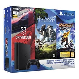 PlayStation 4 Slim 1000GB - Svart + Horizon Zero Dawn + Ratchet & Clank + Drive Club