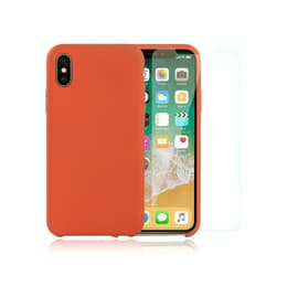 Skal iPhone X/XS och 2 st skärmskydd - Silikon - Apelsin