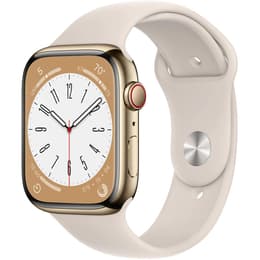 Apple Watch (Series 8) 2022 GPS + Mobilnät 45 - Aluminium Guld - Sportband Stjärnljus