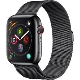 Apple Watch (Series 4) 2018 GPS + Mobilnät 44 - Rostfritt stål Grå utrymme - Milanese Svart