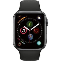 Apple Watch (Series 4) 2018 GPS + Mobilnät 44 - Aluminium Grå utrymme - Sportband Svart