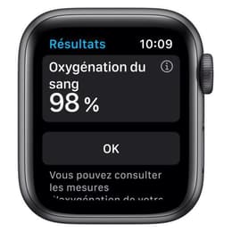 Apple Watch Series 6 (2020) GPS + Mobilnät 44 mm - Aluminium Grå utrymme - Sportband Svart