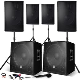 Bm Sonic Système Sonorisation 4400W Complet, 4 Enceintes, 2 Subwoofers USB/BLUETOOTH CABLE PC + Pieds, Prestations, Micro SONO DJ PA BAR Bluetooth Högtalare - Svart