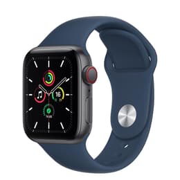 Apple Watch (Series 5) 2019 GPS + Mobilnät 44 - Rostfritt stål Grå utrymme - Sportband Blå