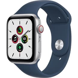 Apple Watch Series SE 1 (2020) GPS + Mobilnät 44 mm - Aluminium Silver - Sportband Blå