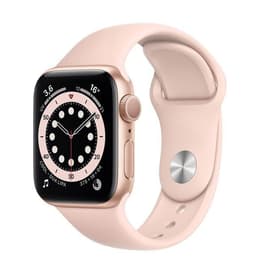 Apple Watch (Series 6) 2020 GPS + Mobilnät 40 - Rostfritt stål Guld - Sportband Rosa