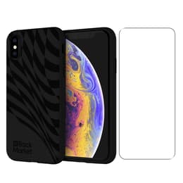 Back Market Skal iPhone X/XS och skyddsskärm - 100% biologiskt nedbrytbar - Svart - Vågmönster