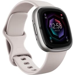 Fitbit Smart Watch Sense 2, Lunar White/Platinum HR GPS - Grå