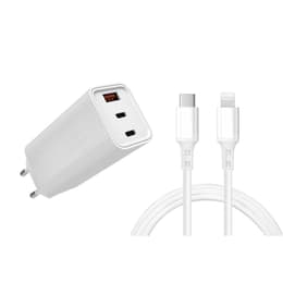 Kabel och vägg (USB-C + Lightning) 65W - WTK