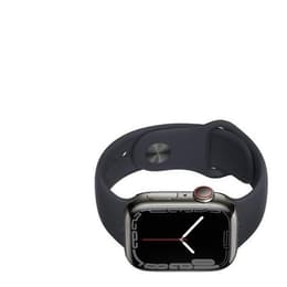 Apple Watch (Series 7) 2021 GPS + Mobilnät 45 - Rostfritt stål Grafit - Sportband Svart