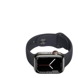 Apple Watch Series 7 (2021) GPS + Mobilnät 45 mm - Rostfritt stål Grafit - Sportband Svart
