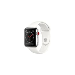 Apple Watch (Series 3) 2017 GPS + Mobilnät 38 - Rostfritt stål Silver - Sportband Vit